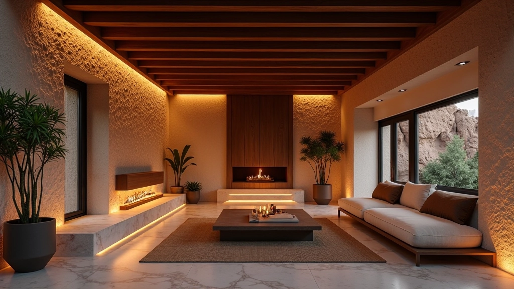 Interiores portugueses com design de iluminação em estilo rústico moderno com luz quente e aconchegante